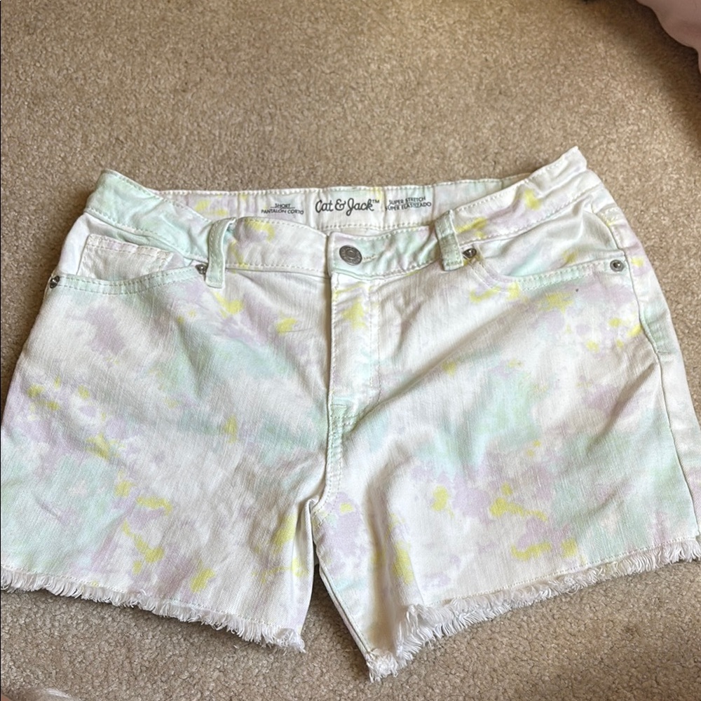 Cat & Jack Green and Yellow Jean Shorts Casual Summer Style